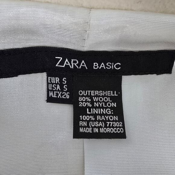 NWOT ZARA Basic Coat Peacoat Women S Cream/ Ivory Wool Belted Shawl Stand Collar - Picture 11 of 12